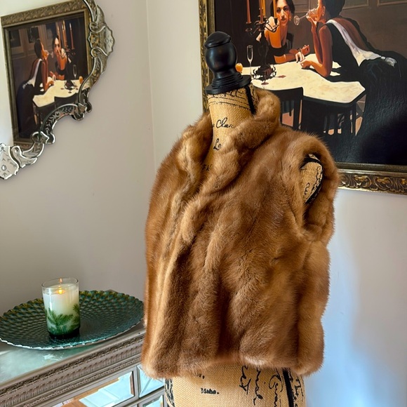Genuine Russian SABLE FUR Vest very rare brown tan XS vintage luxury - Picture 3 of 9